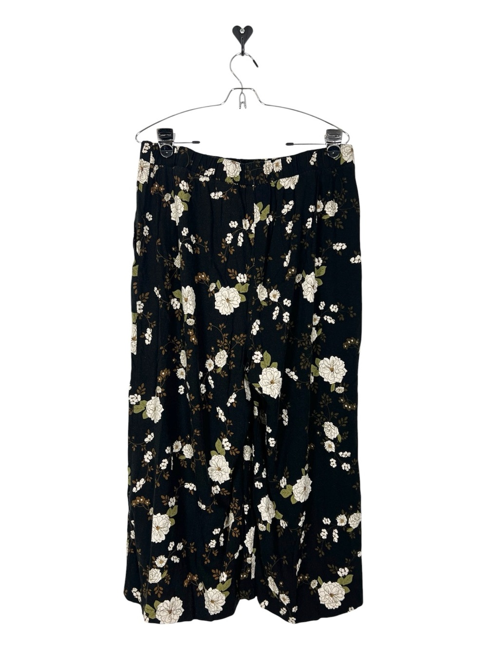 LuLaRoe‎ XL Justine Wide Leg Crop Pant Black floral